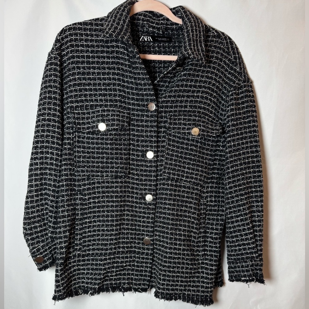 Zara Black and White Tweed Jacket M